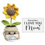 Mini Birthday Gifts for Mom, Mom Gifts from Daughters Remember I Love You MOM, Handmade Crochet Cute Small Sunflower Gifts, Gift for Mom from Daughter, Son, Mothers Day for Mom