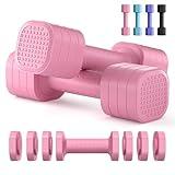 Zempox Adjustable Dumbbell Set of 2, 4 in 1 Free Weights Dumbbells Set for Women, Hand Weights for Women at Home, Each 2lb 3lb 4lb 5lb with TPU Soft Rubber Handle for Home Gym Exercise Training