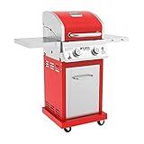 Nexgrill Deluxe 2-Burner Propane Barbecue Gas Grill with Warming Rack, 401 sq. in, 28000 BTUs, Outdoor Cooking, Patio, Barbecue Grill, Foldable Side Table, with Full stainless Steel Control Panel, Red