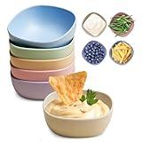 Hlukana 6 Pack Wheat Straw Soy Sauce Dishes, 4.5 OZ Small Dessert Bowls, Unbreakable Dipping Bowls, Pinch Bowls Set, Dipping Sauce Cups, Mini Prep Bowls, Dip Bowls for Side Dish, Ketchup, Soy, BBQ