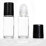 2 PCS Empty Glass Roller Bottles Plastic Roller Ball ，Deodorant Roll On Bottles for Essential Oils, Perfume, Cosmetics （30ml ） (2pcs Round)