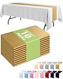 Pureegg Gold Plastic Table Runners - 10 Pack, 14'' x 108'', Water Resistant & Disposable Centerpiece Decorations for Table Cloth, Wedding, Birthday, Holiday, Baby Shower, Party, Home Decor