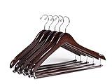 Quality Hangers Wooden Hangers Beautiful Sturdy Suit Coat Hangers with Locking Bar Mahogany (5)