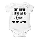 AW Fashions And Then There Were Four Baby Bodysuit Cute Newborn Boy Outfit Funny Baby Romper Girl Clothes (Newborn, White)