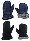 N'Ice Caps Baby Toddler Mittens Kids 2 Pairs Fleece Gloves Winter Warm Sherpa Lined Pack (Black/Navy Pack, 2-3 Years)