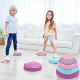 Special Supplies Stepping Stones for Kids, 5 Balance Indoor and Outdoor Blocks Promote Coordination, Balance, Strength, Child Safe Rubber, Non-Slip Edging, Stackable