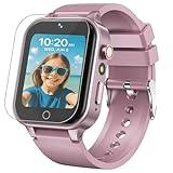 DERUI 1.5 Inches Kids Smart Watch for Boys Girls, 26 Puzzle Games, Smartwatch with Camera, Pedometer, Video Voice Music Player Learning Card, Birthday Gift for 3-12 Years Children (Pink)