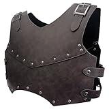 HiiFeuer Medieval Faux Leather Chest Armor, Retro Mercenary Knight Archer Body Armor, Adjustable Vest Armour for LARP Costume& Ren Faire (Brown A)