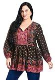 Avenue Women's Plus Size Cara Blouson Peasant Blouse - 22/24, Boho Bliss