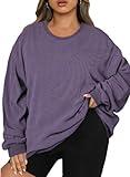 Eytino Women Plus Size Sweatshirts Long Sleeve Crew Neck Casual Oversized Soft Pullover Tops Shirts,3X Orchid Mist