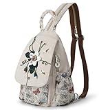 AULUDA Ladys Convertible Sling Bag, Hand Craft Artisan Purse, Girls Beautiful Canvas Premium Casual Day Mini Backpack for Women (Flower Bee)