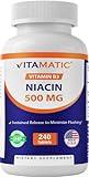 Vitamatic Niacin (Vitamin B3) 500mg, Sustained Release, 240 Tablets - Non-GMO & Gluten Free