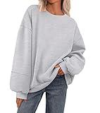 PRETTYGARDEN Oversized Sweatshirt for Women Fall Long Sleeve Crewneck Fleece Loose Fit Casual Pullover Tops Fashion Clothing(Grey,Medium)