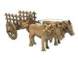 Precious Craft Traditional Indian Metal Bullock Cart Figurine for Desk Top, Antique Brass Finish with Yellow Coating- [Ounce: -19.03= Gram: -539]