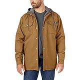 Dickies mens Fleece Hooded Duck Shirt Jacket With Hydroshield Work Utility Outerwear, Brown Duck, Large US