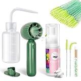 Buqikma Lash Shampoo Kit - Eyelash Extension Cleanser for Extensions 60ML with Rechargeable Handheld Lash Fan Dryer Mascara Brush Rinse Bottle Makeup Cleansing Foam for Lash Care