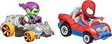 Hot Wheels RacerVerse Toy Cars 2-Pack, Set of 2 Die-Cast Vehicles with Character Driver, Optimized for Track Performance : Spider Man & Green Goblin