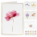 EACYART Blank Cards, 30 Pack Blank Greet Cards, Elegant Gold Foil Blank Note with Envelopes, Perfect Stationary Set For All Occasions, 5 Assorted Floral Designs