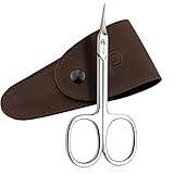 Solingen Scissors - Cuticle Scissors Germany - Curved Blade, Nail Scissors Germany - Pedicure Beauty Grooming Kit for Nail, Eyebrow, Eyelash, Dry Skin - Nail sicssors Brown Tower Point