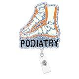 Arakulago Nurse Podiatry Skeleton Xray Badge Reel Retractable Radiology Radiologist Funny Medical AssistantNursing Badge Holder with ID Clip Accessories RN CNA Glitter Acrylic Name Badge Clip ID Card