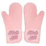 Paris Hilton That's HOT Pink Oven Mitt Set, Heat Resistant Pot Holders Featuring Non-Slip Textured Silicone Grips, 2-Piece Set, Pink