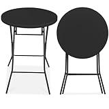 Best Choice Products 32in Bar Height Folding Table, Round Indoor Outdoor Accessory for Patio, Backyard, Dining Room, Events w/Thick Table Top, Metal Frame, Locking Legs, 330lb Weight Capacity - Black