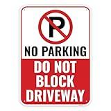 1PC No Parking Do Not Block Driveway Sign, 14 x 10 Inches - Aluminum - Do Not Park In Driveway Signs