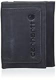 Carhartt Men's Leather Triple-Stitched Trifold Wallet, Black, One-Size