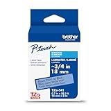 Brother Genuine P-Touch TZe Black Print on Blue Label Tape (TZe541), Laminated,3/4in x 26.2ft (18mm x 8m), for Select P-Touch Label Makers, Durable, Water-Resistant, Indoor/Outdoor Use