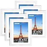 FIXSMITH 8x10 Picture Frame Bulk-6 Pack, Photo Frame with HD Plexiglass, Display Pictures 5x7 with Mat or 8x10 Without Mat, White Picture Frames Collage Wall Decor, Wall & Tabletop Picture Frames