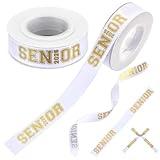 Craftsatin 10 Yards Gold Class of 2026 Ribbon Graduation Grosgrain Ribbon Senior 2026 Printed Grosgrain Senior Sashes for Leis, Mum, Cheer Hair Bows & Graduation Crafts