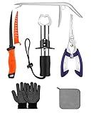 AOFUXTI Fishing Gear Gifts for Men, Ice Fishing Trout Supplies Set, Fly Multitool Fishing Pliers Essential Accessory, Orange Filleting Knife and Butt Out Tool & Lip Clips, Cool Saltwater Fishing Kit