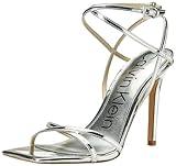 Calvin Klein Women's Tegin Heeled Sandal, Silver, 6