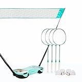 ENOVI EasyGo Badminton Set, Badminton Sets for Backyards, with Net, 4 Racket, 4 Birdies, Portable Storage Box