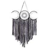 ANROYE Black Triple Moon Goddess Macrame Wall Hanging, Wicca Crescent Dream Catcher for Witch Home, Dreamcatcher for Bedroom Decoration, Pagan Woven Tapestry for Wiccan Adults Decor