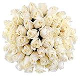 Benchmark Bouquets - 50 Stem Premium White Roses (2 Bundles of 25; Vase Not Included) - Fresh Flowers for Delivery - Gift for Graduation, Birthday, Anniversary, Sympathy, Get Well, Congratulations