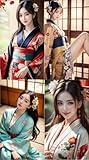Kimono Girls Beautiful women in floral pattern kimonos AI-generated photo collection (Japanese Edition)