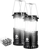 Etekcity Lantern Camping Essentials Lights, Led Flashlight for Power Outages, Tent Lights for Emergency, Survival Gear and Supplies for Hurricane, Battery Operated Lamp, 2 Pack, Black