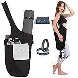 Zenifit Yoga Mat Bag, Long Tote with Pockets for your Yoga Accessories, Yoga Bag with Bonus Yoga Mat Strap Elastics, Holds your Pilates Mat, Color: Full Black Yoga Mat Carrier