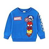 Marvel Avengers Spider-Man Captain America Iron Man Boys Crewneck Pullover Sweatshirt for Toddler and Big Kids Blue