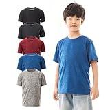 WHITE PEAK TRADING COMPANY 5 Pack Youth Dry Fit T-Shirt Moisture Wicking Athletic Workout Short Sleeve Tees for Boys & Girls