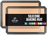 Zulay Kitchen 16.5"x11.6" 2-Pack Silicone Baking Mat Sheet - Reusable Silicone Baking Sheet - Easy & Convenient Nonstick Baking Supplies - Silicone Mats for Baking - Baking Mat For Oven - (Dark Gray)