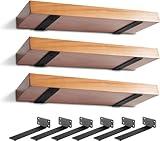 MIUGO 6 Pack Heavy Duty Shelf Brackets 6 inch, Floating Shelf Brackets(1/5”-Thick), L-Shaped Wall Shelf Brackets Hidden & Decorative Shelf Bracket Black