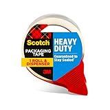 Scotch Heavy Duty Shipping Packaging Tape, 1 Dispensered Roll, 1.88 x 38.2 yd, Great for Packing, Shipping & Moving, Clear (3850S-RD)