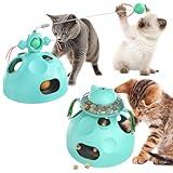 Interactive Cat Toys for Indoor Cats,4 In 1 Cat Treat Puzzle Interactive Slow Feeder Cat Wand Dancer Rolling Treat Ball Maze,Cat Treat Dispenser Toy,Cat Toys for Indoor Cats Gift For Kitten Adult Cat