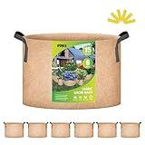 iPower Grow Bag 15 Gallon 6-Pack Heavy Duty Plant Pots, 300g Thick Nonwoven Fabric Containers Aeration with Nylon Handles, for Planting Vegetables, Fruits, Flowers, Tan 2024 Version