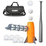 YESMARKS Kids Auto Baseball Pitching Machine Outdoor Toy Set - Training Equipment & Batting Practice Toys for Youth, Includes 10 Baseballs, Baseball Bat and Sports Bag