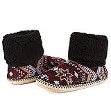 cosyone1997 Cable Knit Slippers for Women Indoor, Sherpa Fleece Lined Soft House Shoes, Adult Size 9-10 Fuzzy Black