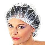 100 Disposable Clear Mop Mob Caps Clipped Hair Head Cover Shower Cap Plastic for Beauty Salon,Food Service,Hospitals,Laboratories,Manufacturing or Spray Tanning