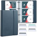 deli Business Card Book Holder, Business Card Organizer, Name Card Book Holder, Portable Office Business Card Holder, Hold 180 Cards, Blue